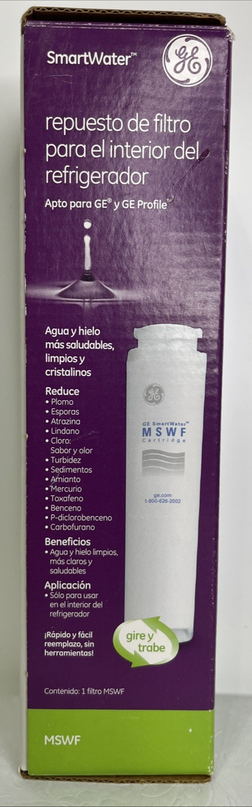 GENUINE GE MSWF SmartWater Refrigerator Water Filter Fits GE & GE Profile NEW