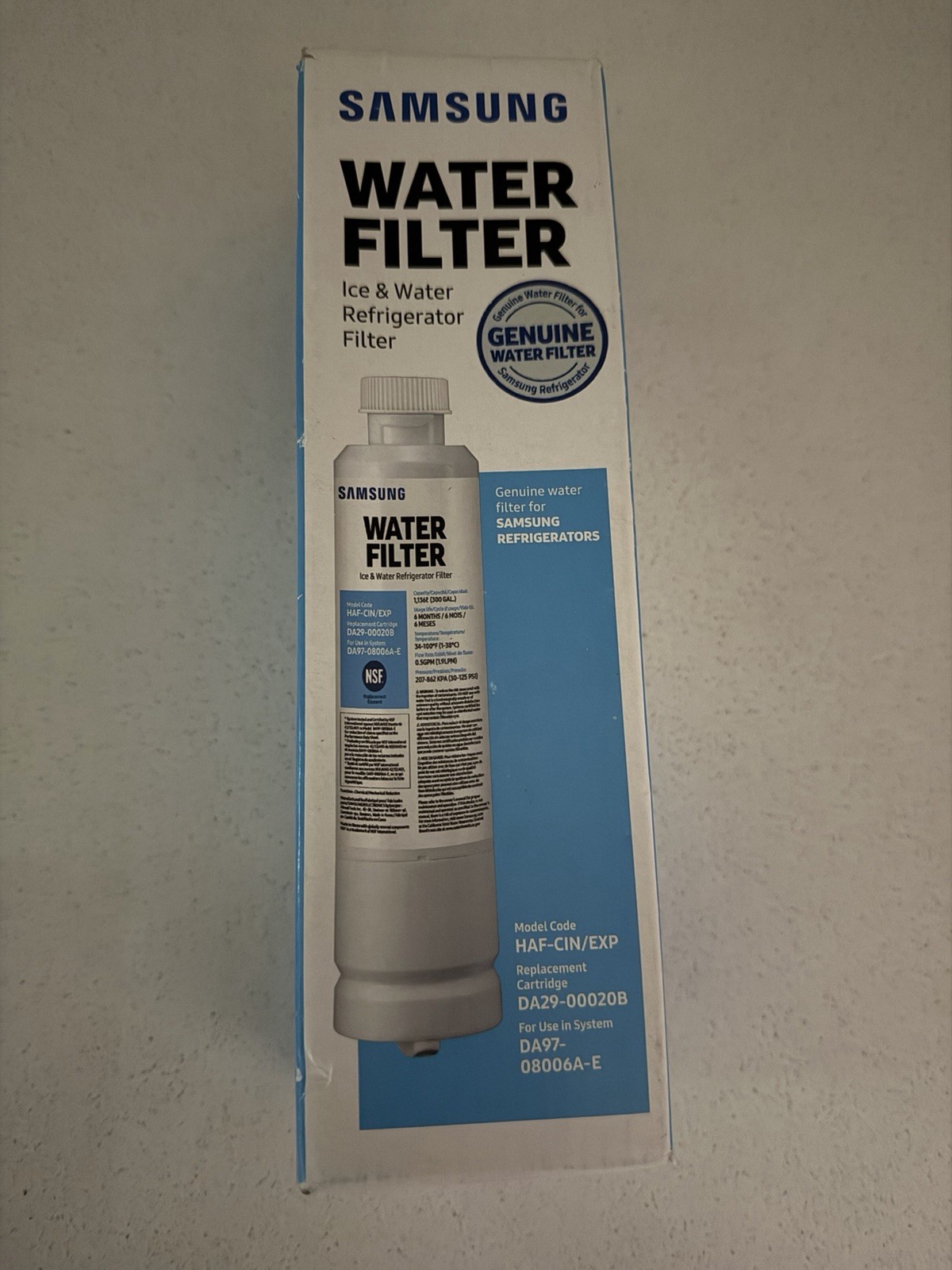 OEM- Samsung DA29-00020B HAF-CIN/EXP Refrigerator Ice & Water Filter Genuine