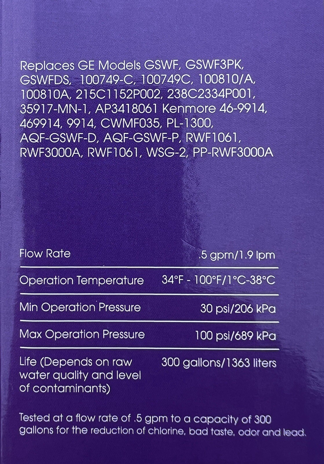 GREAT VALUE Refrigerator Water Filter GVF035 for GE GSWF / Kenmore 46-9914