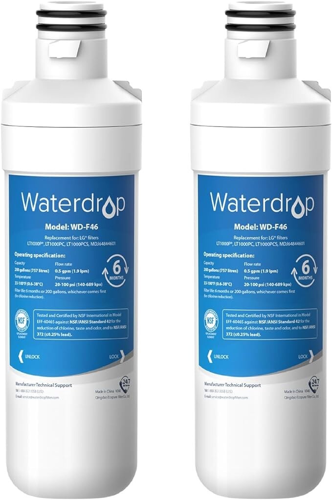 Waterdrop Replacement for LG® LT1000P® ADQ74793501 Refrigerator Water Filter
