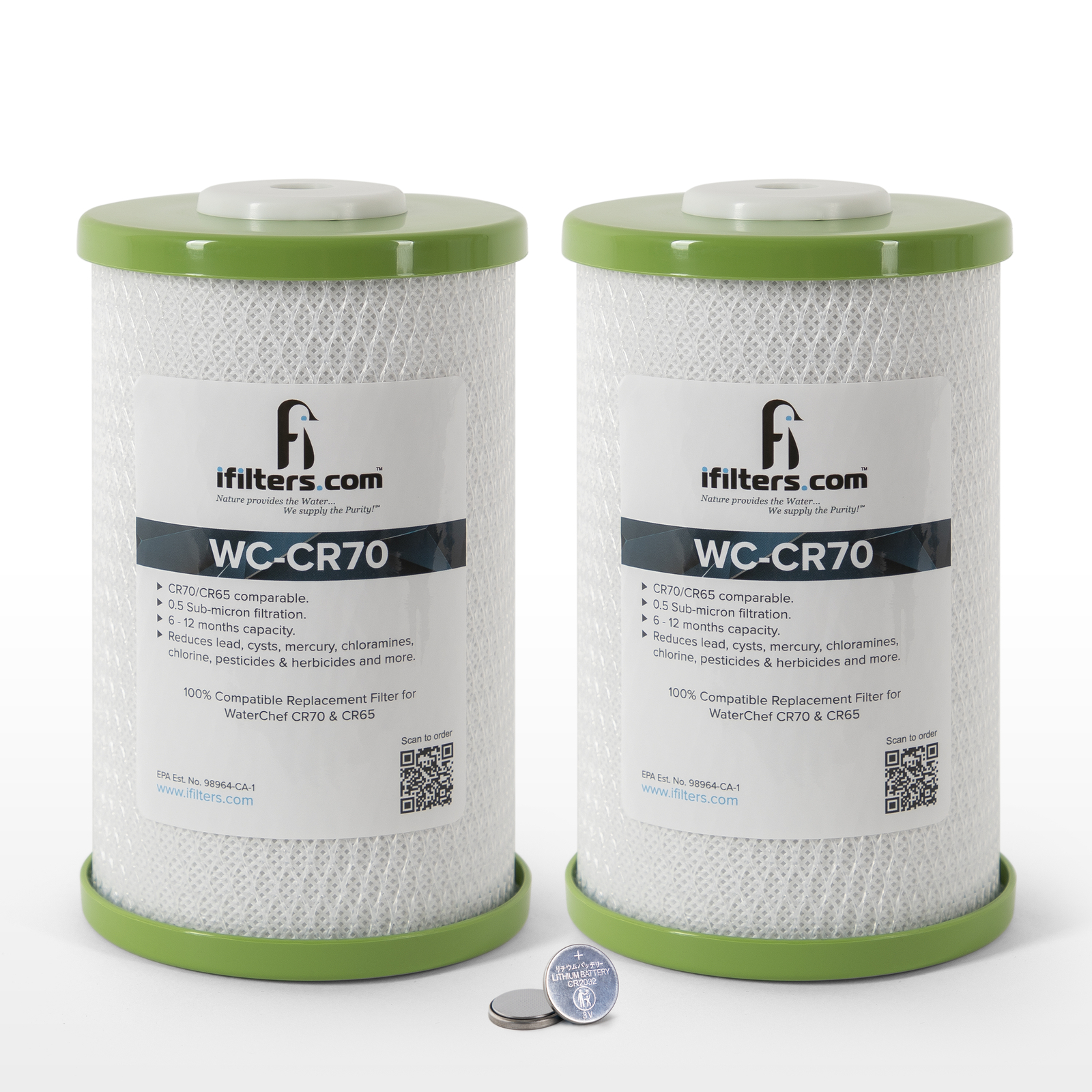 2 Pk, CR70/CR65 Replacement Water Filter Cartridge, 1,000 Gal for C7000 C6500