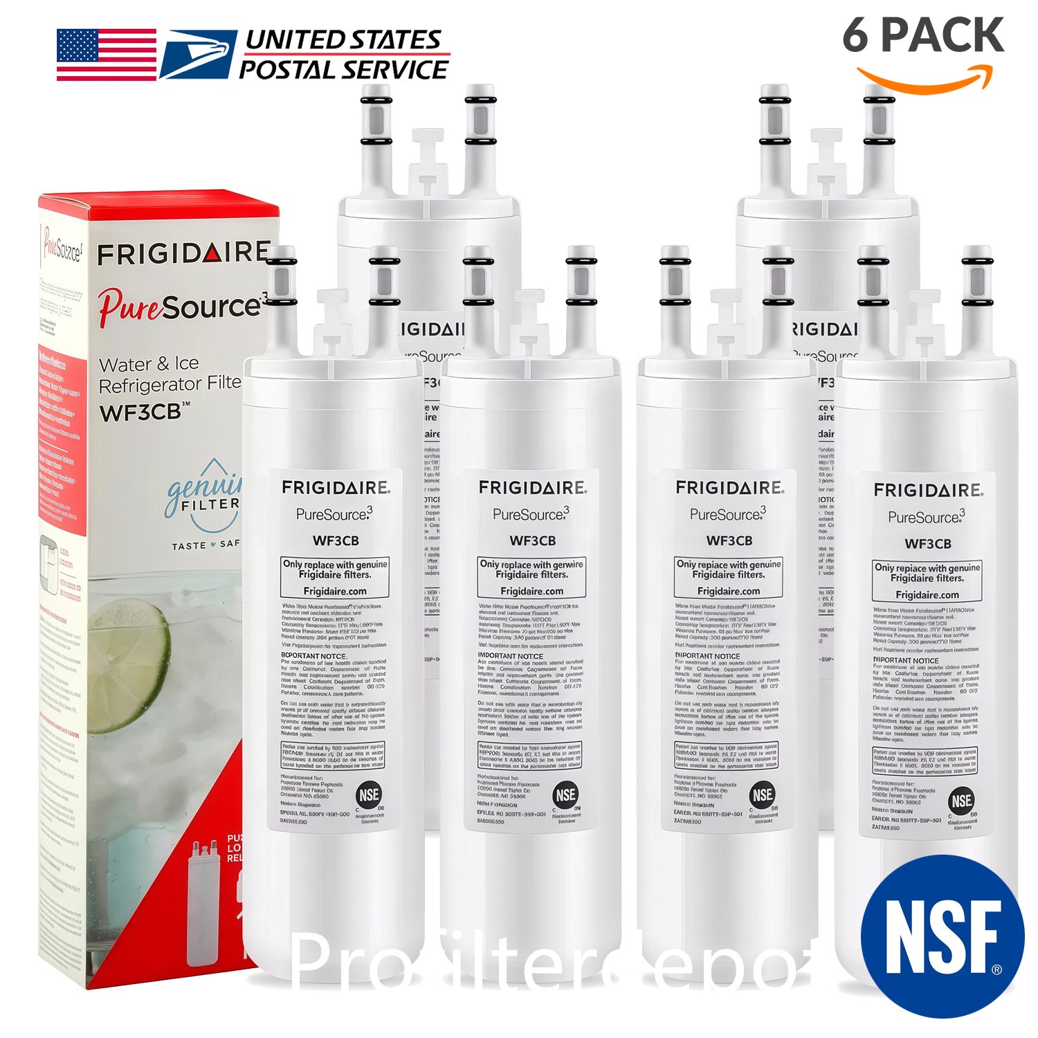 2-6Pack Frigidaire WF3CB Pure Source 3 Water & Ice Refrigerator Filter New USA