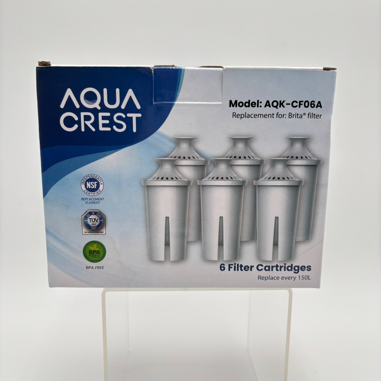 Aqua Crest AQK-CF06A 6 Pack Water Filter Replacement For Brita Pitchers BPA Free