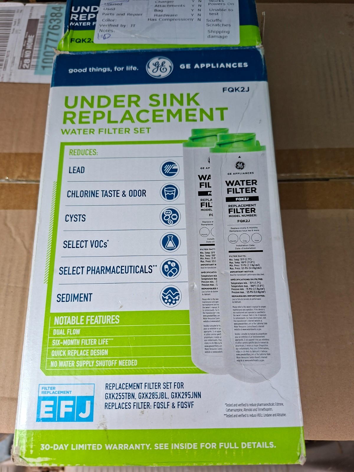 NEW GE Appliances SET OF TWO (x2) OEM Replacement Water Filters FQK2J #2xx