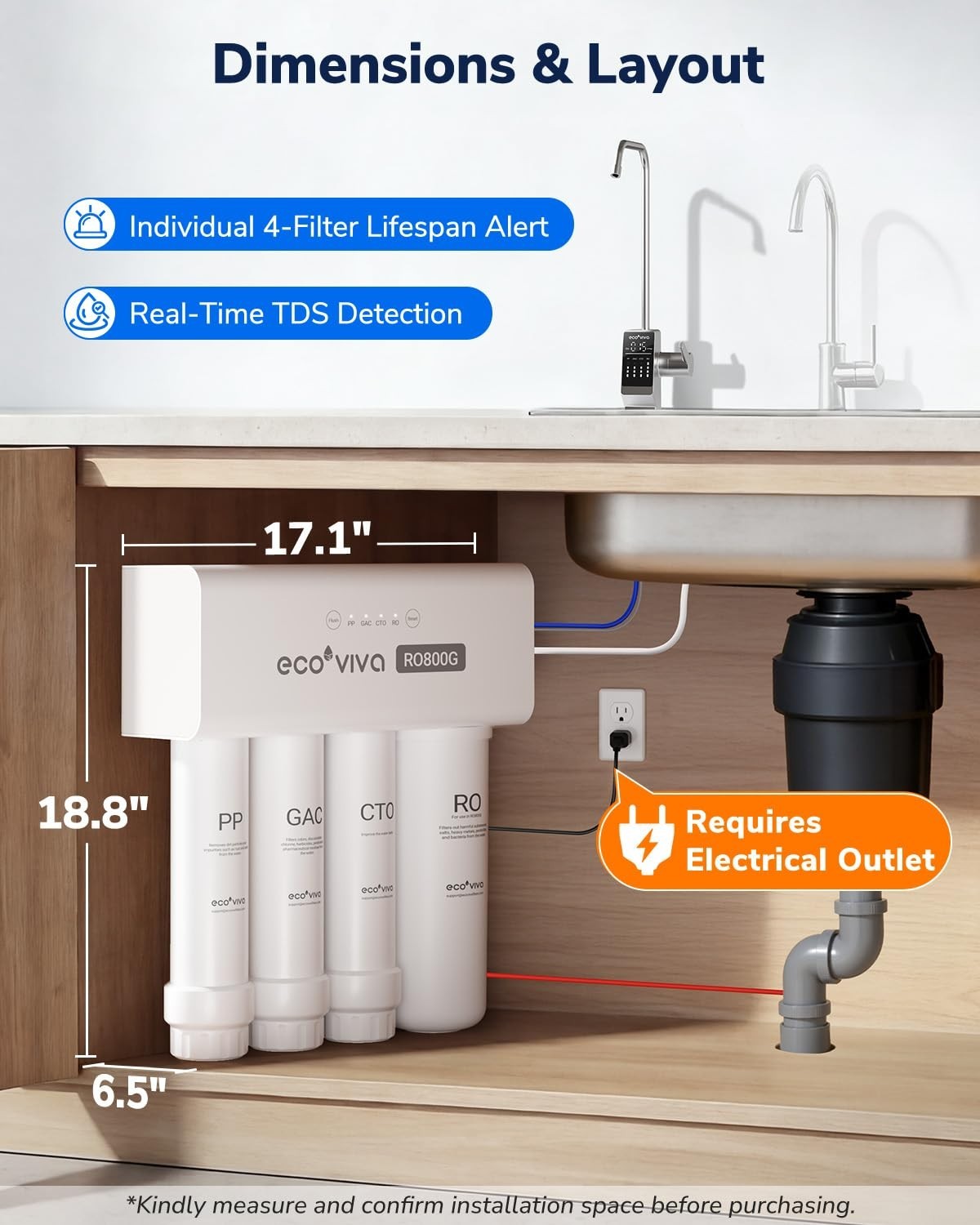 800GPD UnderSink Reverse Osmosis System, German Design with NSF/ANSI