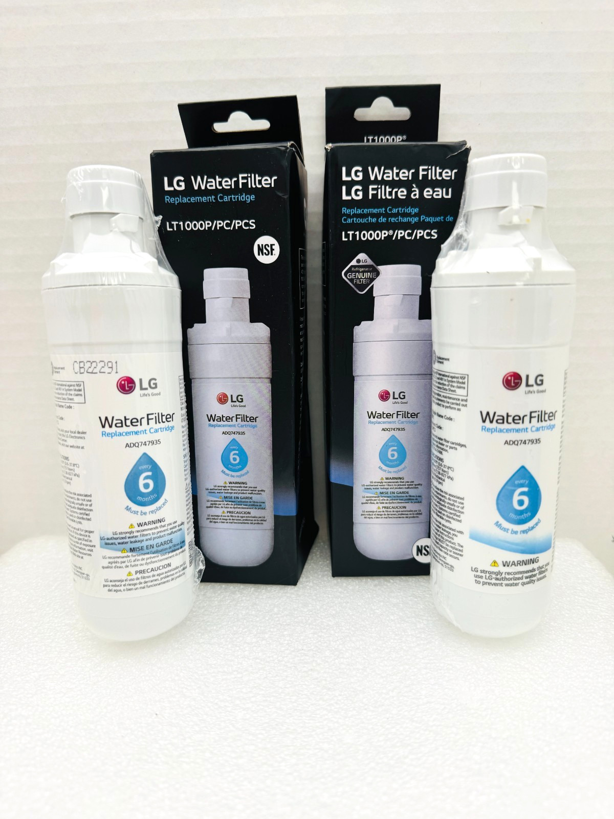 2Pk LG LT1000P/PC/PCS 6mo Refrigerator Water Filter Replacement Cartridge OEM