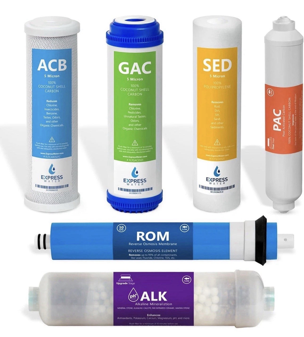 6 Months Alkaline Reverse Osmosis System Replacement Set – 6 Filters – 50 GPD