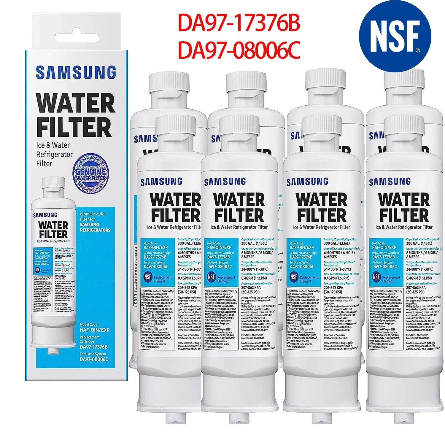 NEW 2-8PK ✅ Genuine Samsung DA97-17376B HAF-QIN/EXP REFRIGERATOR Water Filter