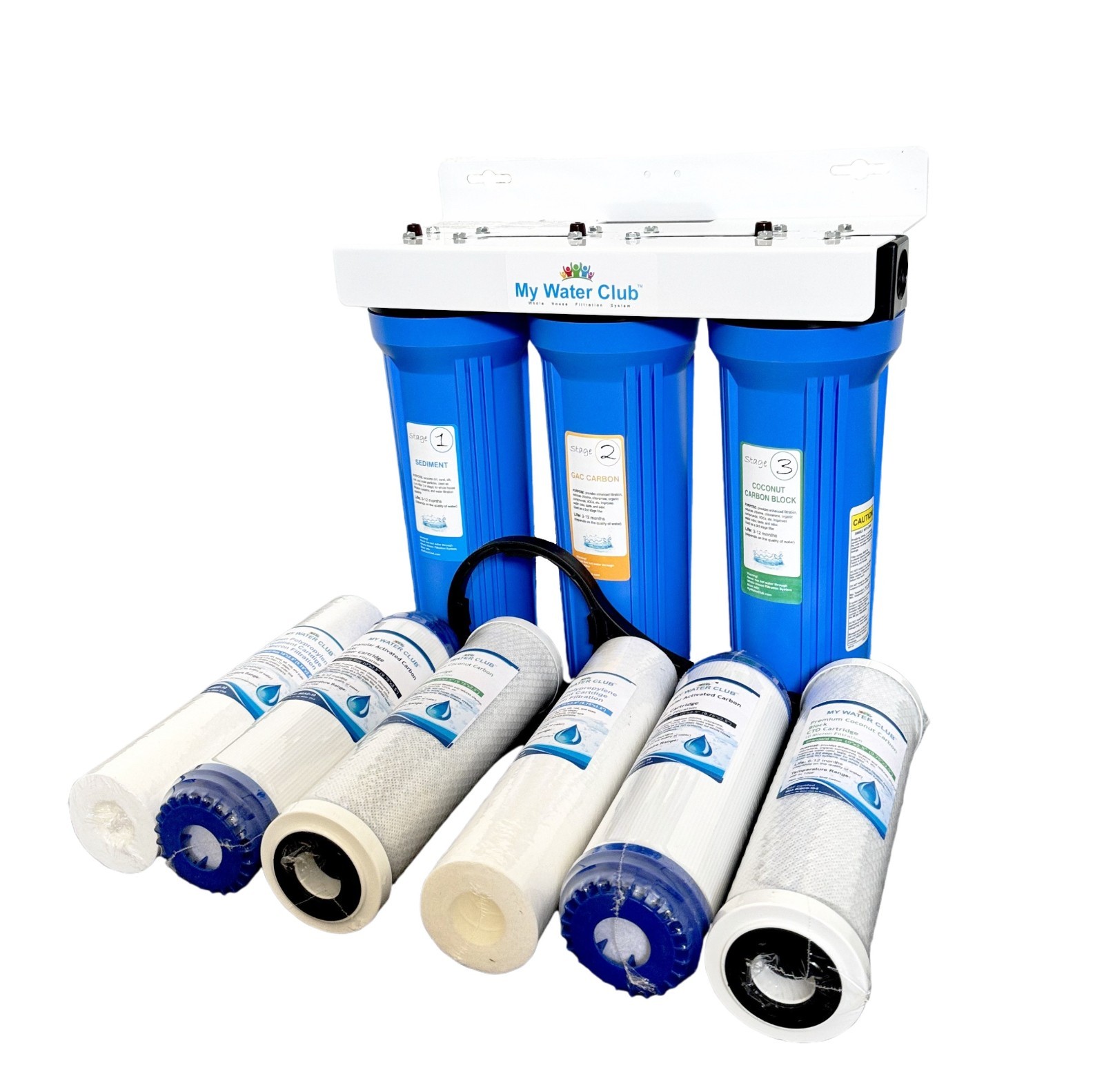 3-Stage Whole House Water Filtration System, 3/4″ Port with 2 extra filter set