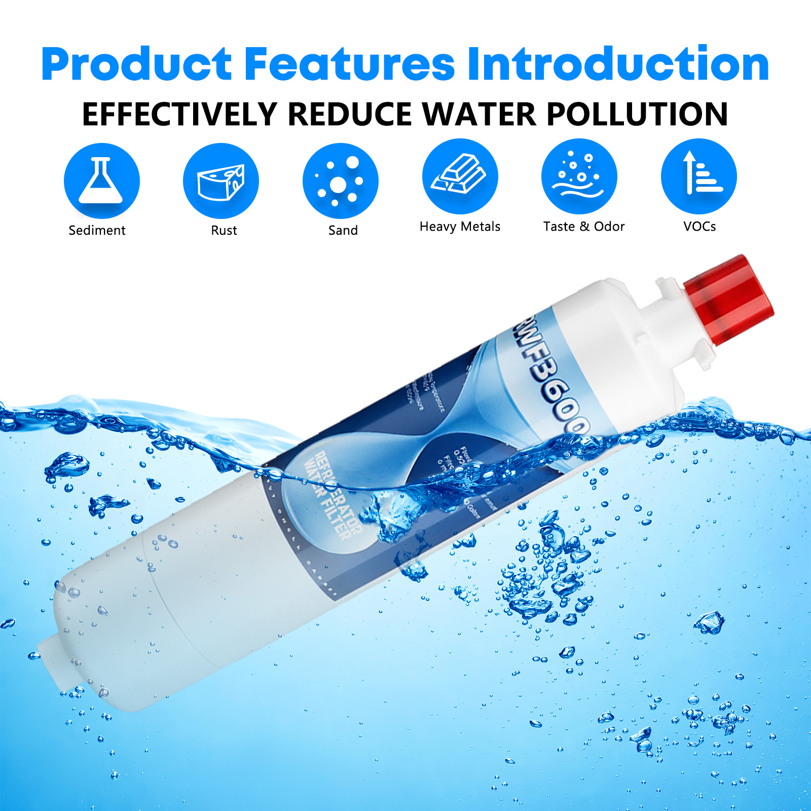 4 Pack Replacement for GE RWF3600A RPWF WSG-4 Refrigerator Water Filter Pure