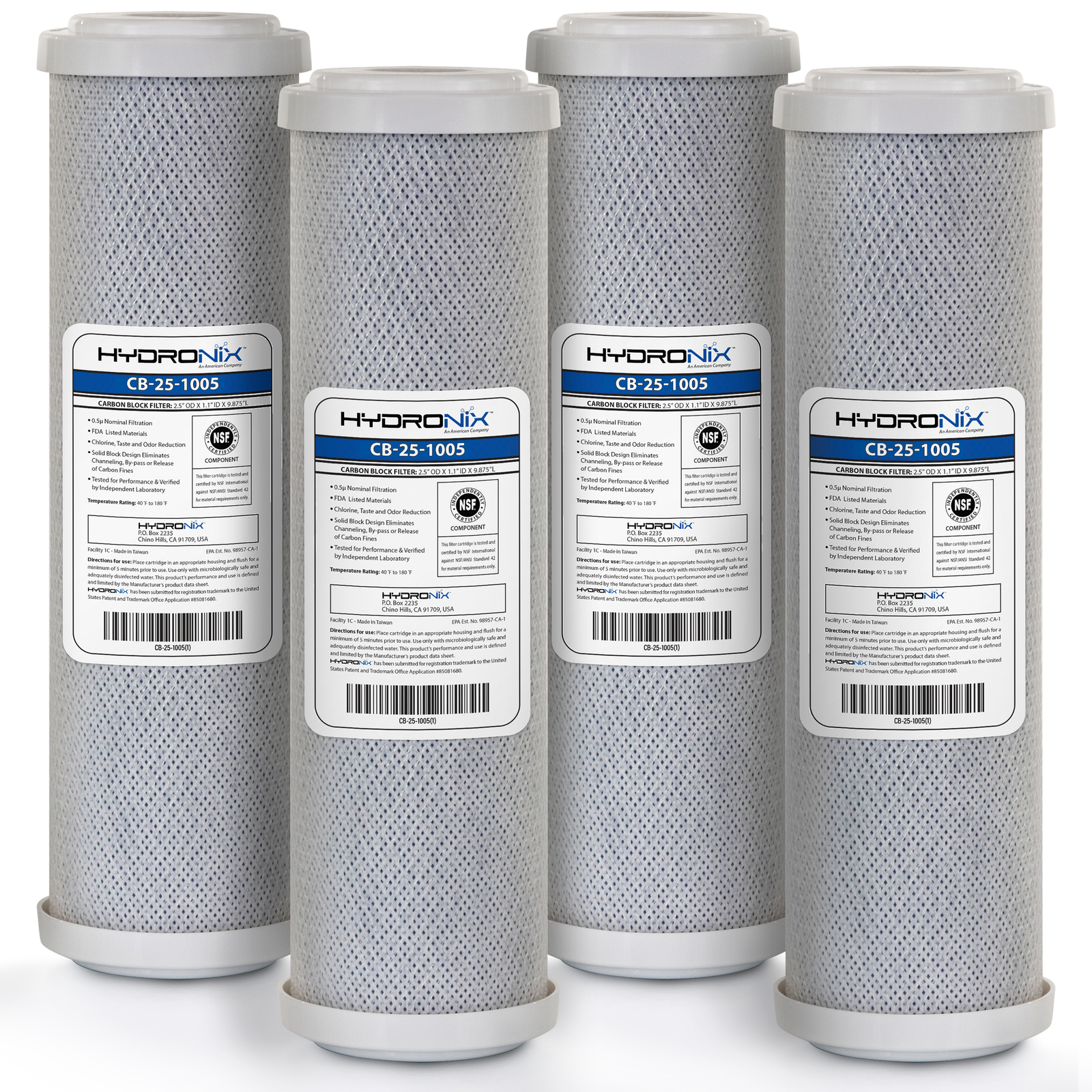 4 Pk Carbon Block Water Filter CTO Whole House RO DI Hydroponics 5 μm 10″ x 2.5″
