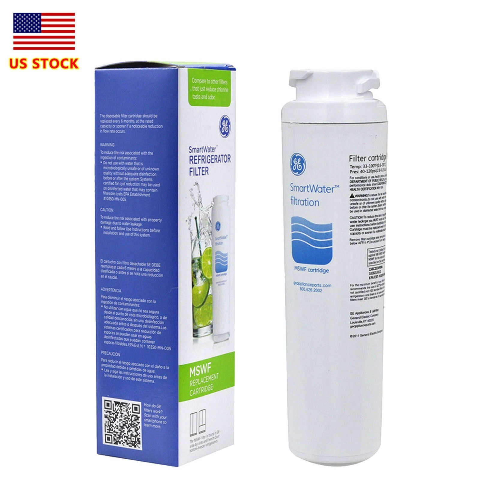 GE MSWF refrigerator water filter replacement SmartWater filter new