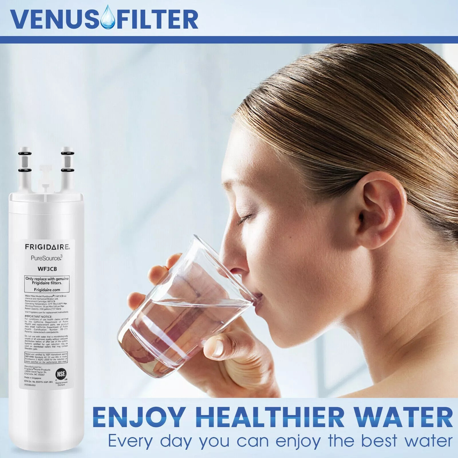 New 1 PACK Frigdaire WF3CB PureSource 3 Refrigerator Water Filter Sealed US