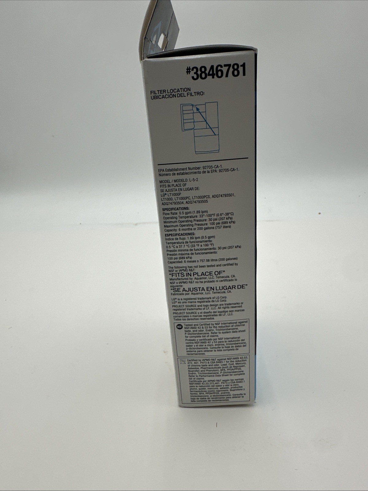 Project Source 6-Month Twist-in Refrigerator Water Filter L-5-2 Fits LG #3846781