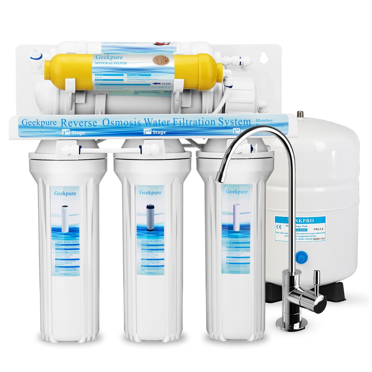 6 Stage Undersink Reverse Osmosis System Water Filter with Mineral Filter 75 GPD