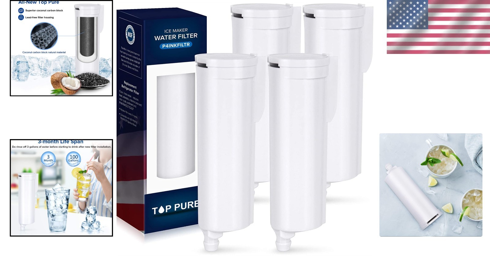 Carbon Fiber Filters 4-Pack for Fresh-Tasting Nugget Ice – Easy Install