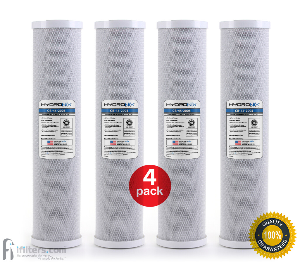 4 Pack – Hydronix CB-45-2005 CTO Whole House Coconut Shell Carbon Block Water