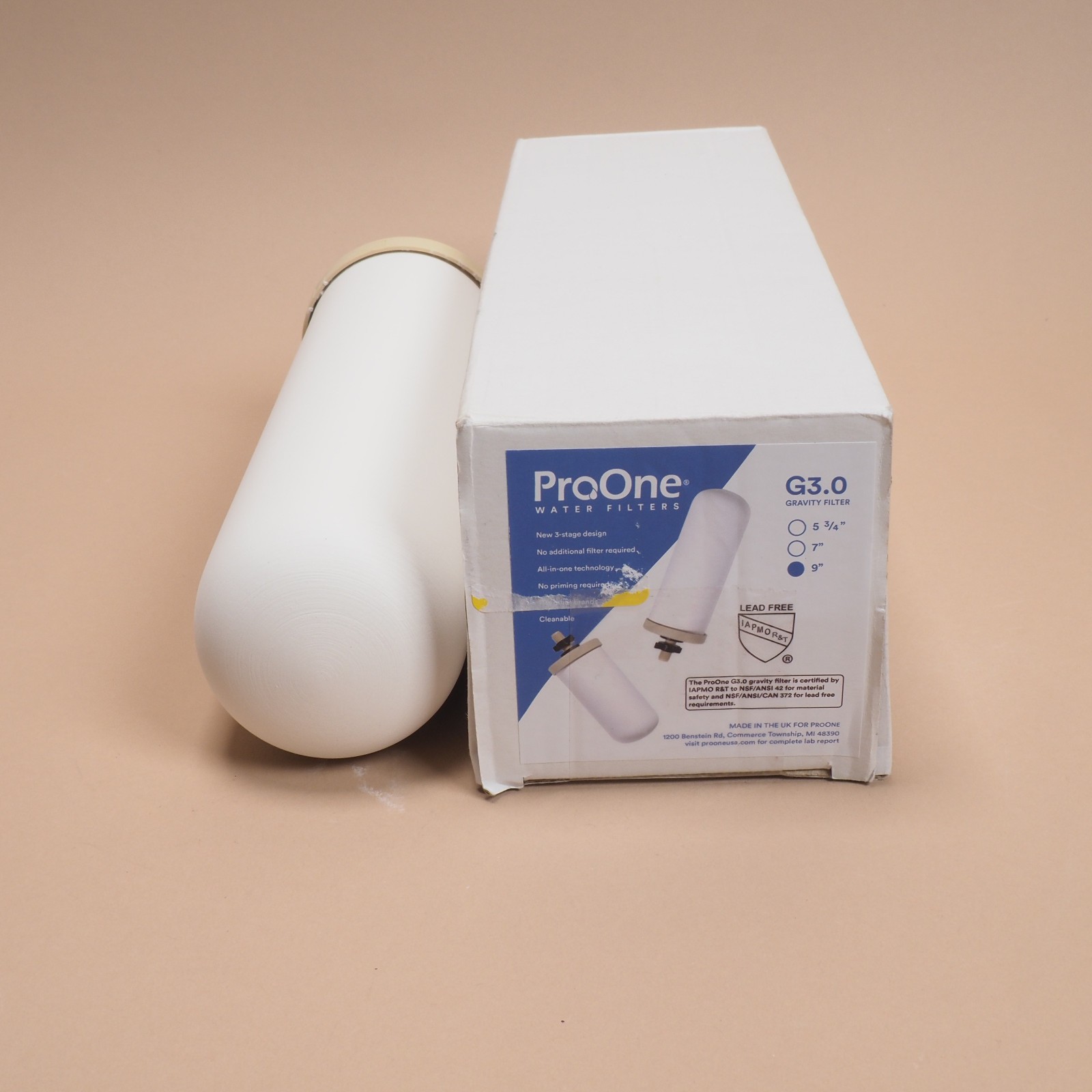 Lot of 2 ProOne G3.0 9″ Inch Ceramic Gravity Water Filter 3-Stage All-In-One