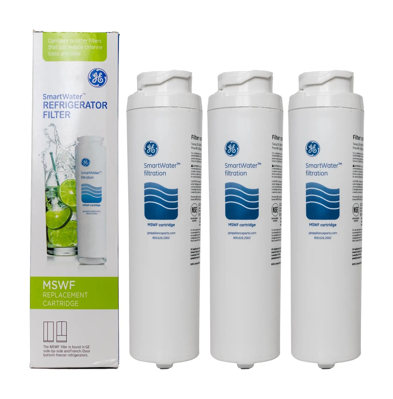 USA NEW 3 PACK GE MSWF SmartWater Refrigerator Replacement Water Filter Sealed