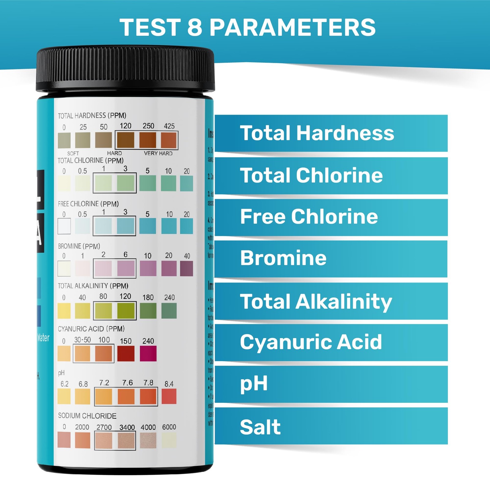 Pool Test Strips 8-in-1, 150 Quick and Accurate Hot Tub 150 strips