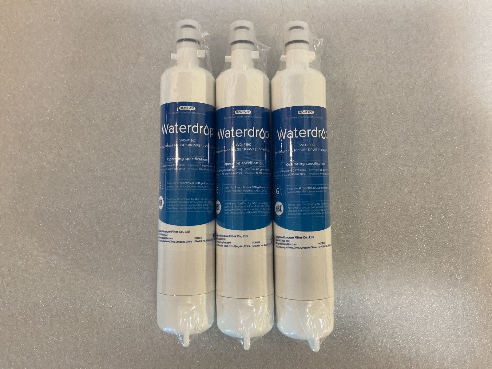 Waterdrop Replacement Water Filter (3 Pack) WD-F19C GE RPWFE RPWF Filter ~ NEW