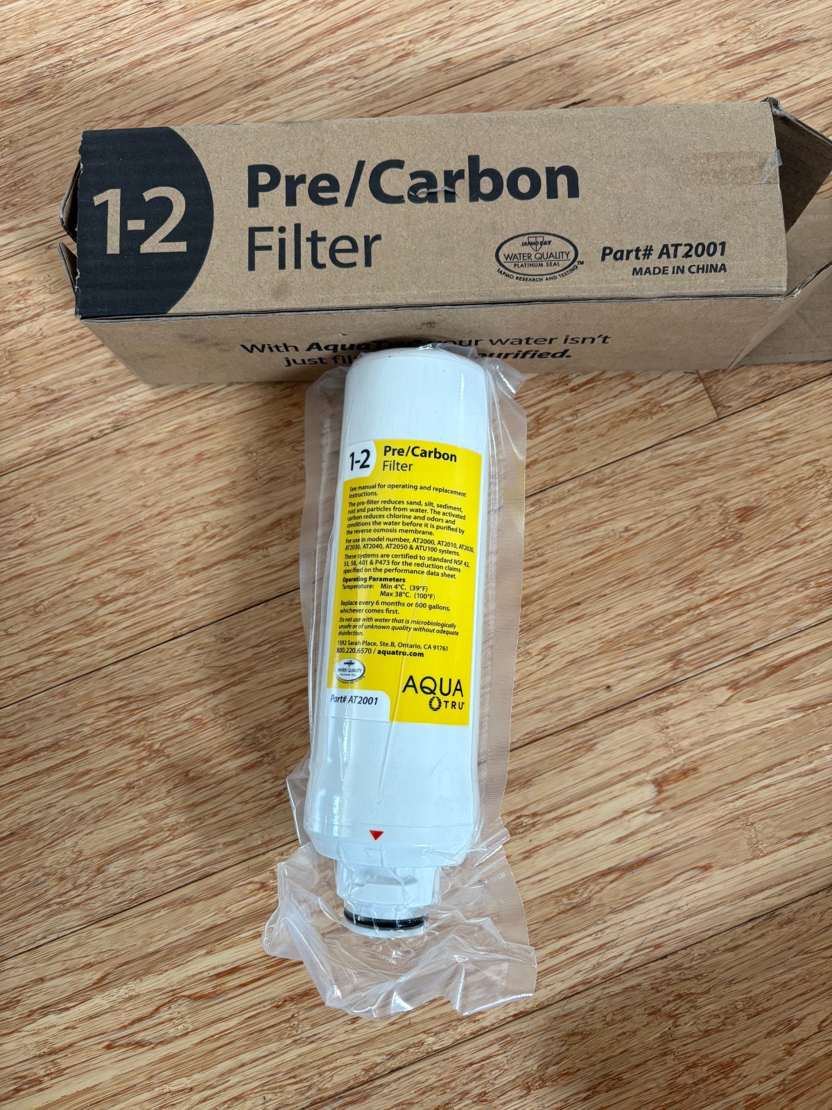 AquaTru Pre Carbon Water Filter Stages 1-2 Filter AT2001 Sealed Filter New
