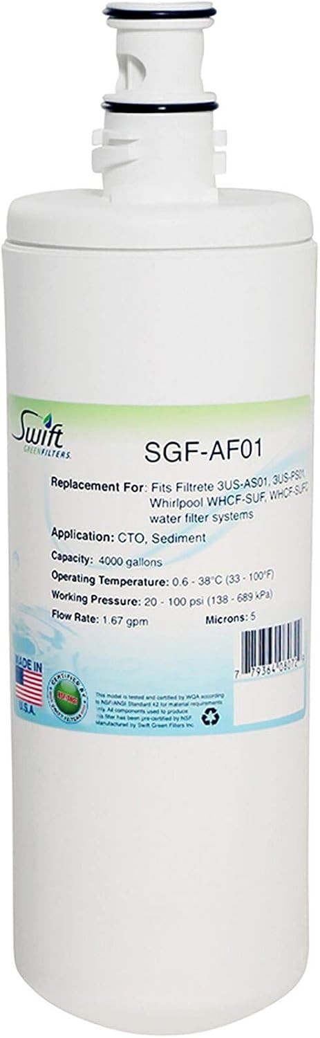 Swift Green Replacement water filter for 3M 3US-AF01 also fits Filtrete 3US-AS01