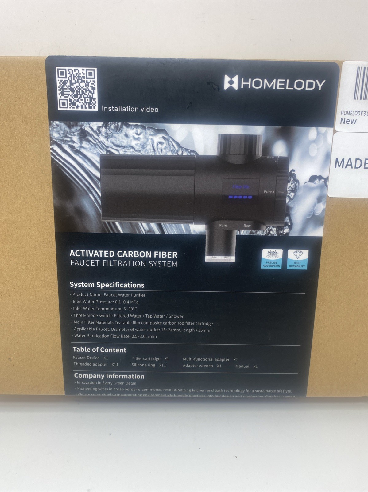 Homelody Advanced Carbon Fiber Faucet Filtration System – Black Purifier