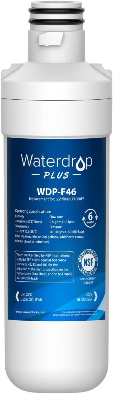 Waterdrop Plus Refrigerator Water Filter Replacement for LG® LT1000P® (1 Pcs)