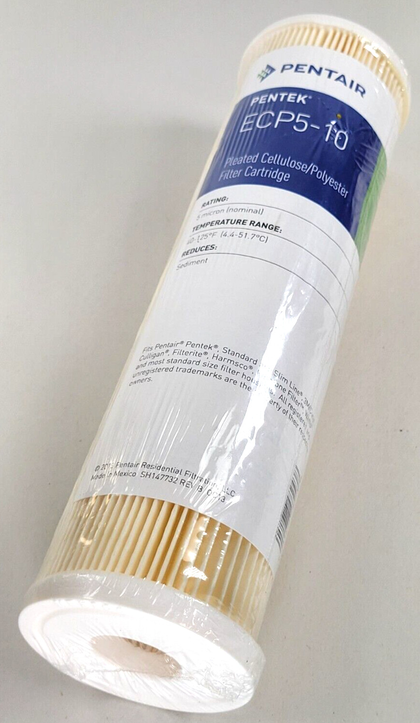 PENTAIR Pentek Pleated Cellulose Polyester Filter Cartridge PENTEK ECP5-10