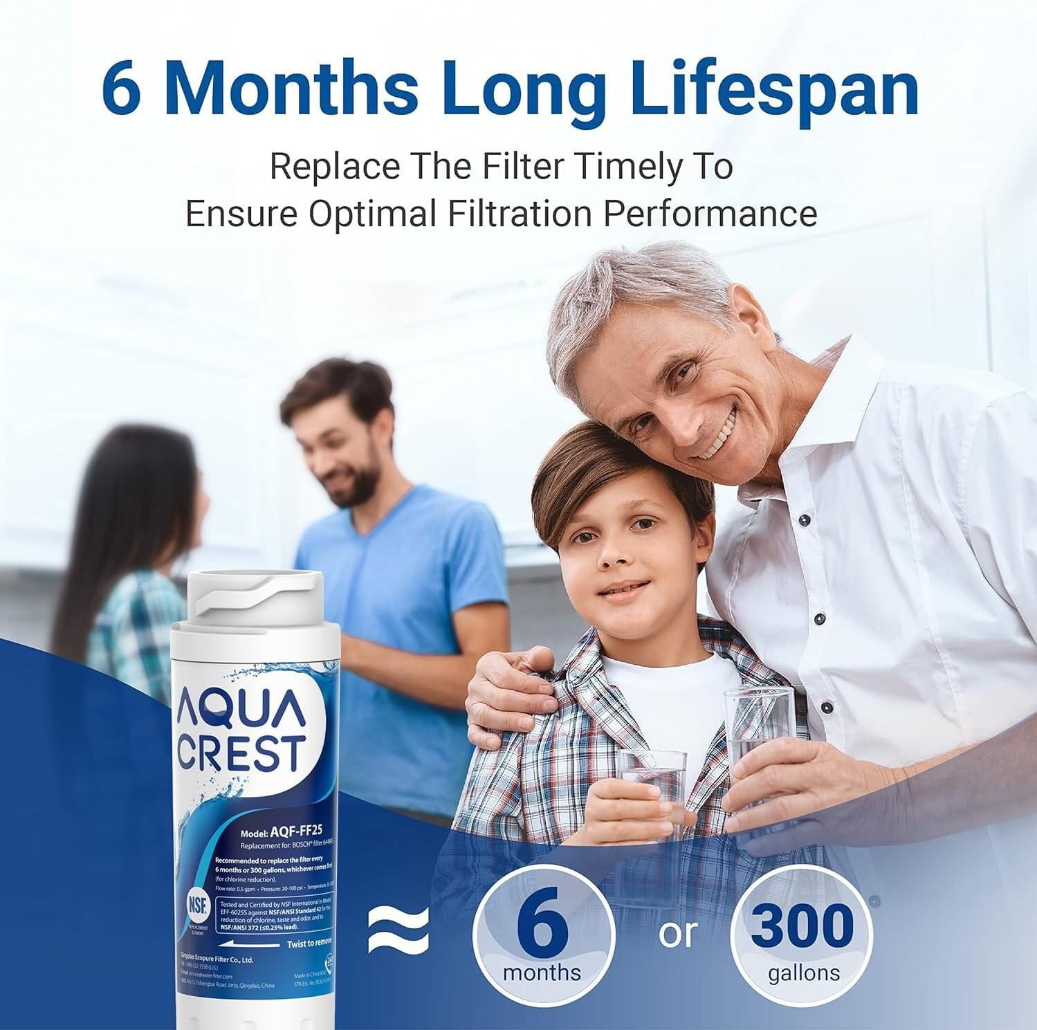 AQUA CREST 644845 Refrigerator Water Filter Replacement for Bosch® Ultra Clarity