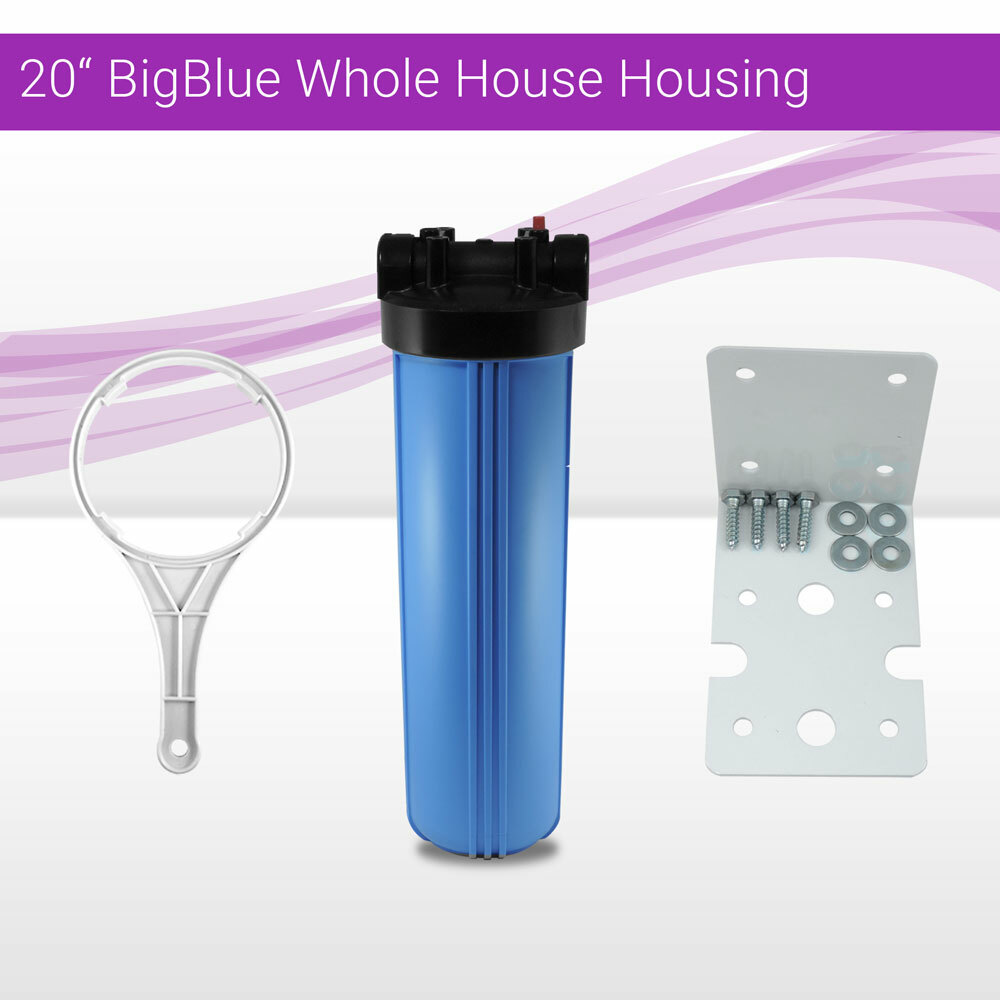 20″ Big Blue Whole House Water System Filter Housing +Pressure Gauge Hole