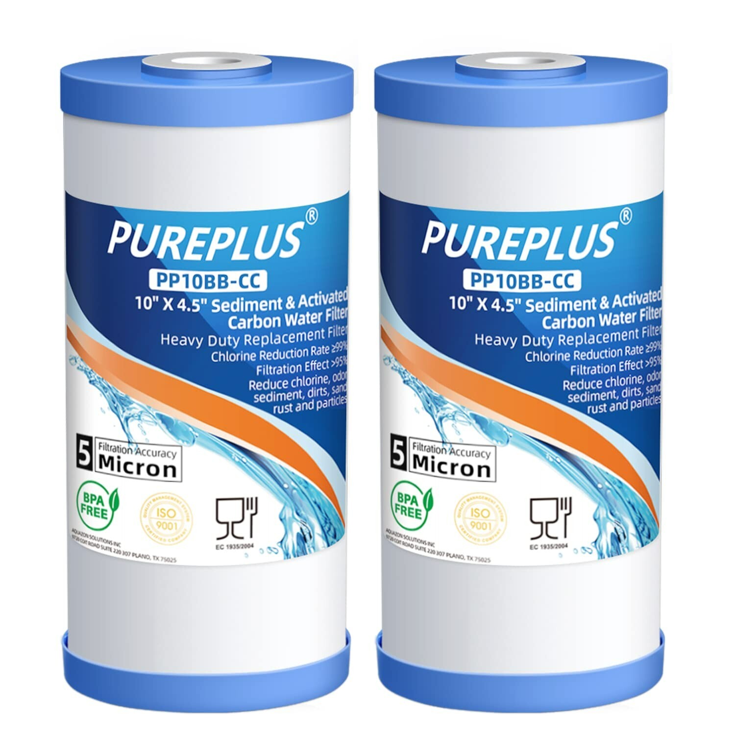 5 Micron 10″ x 4.5″ Whole House Sediment and Carbon Water Filter Fit GE FXHTC