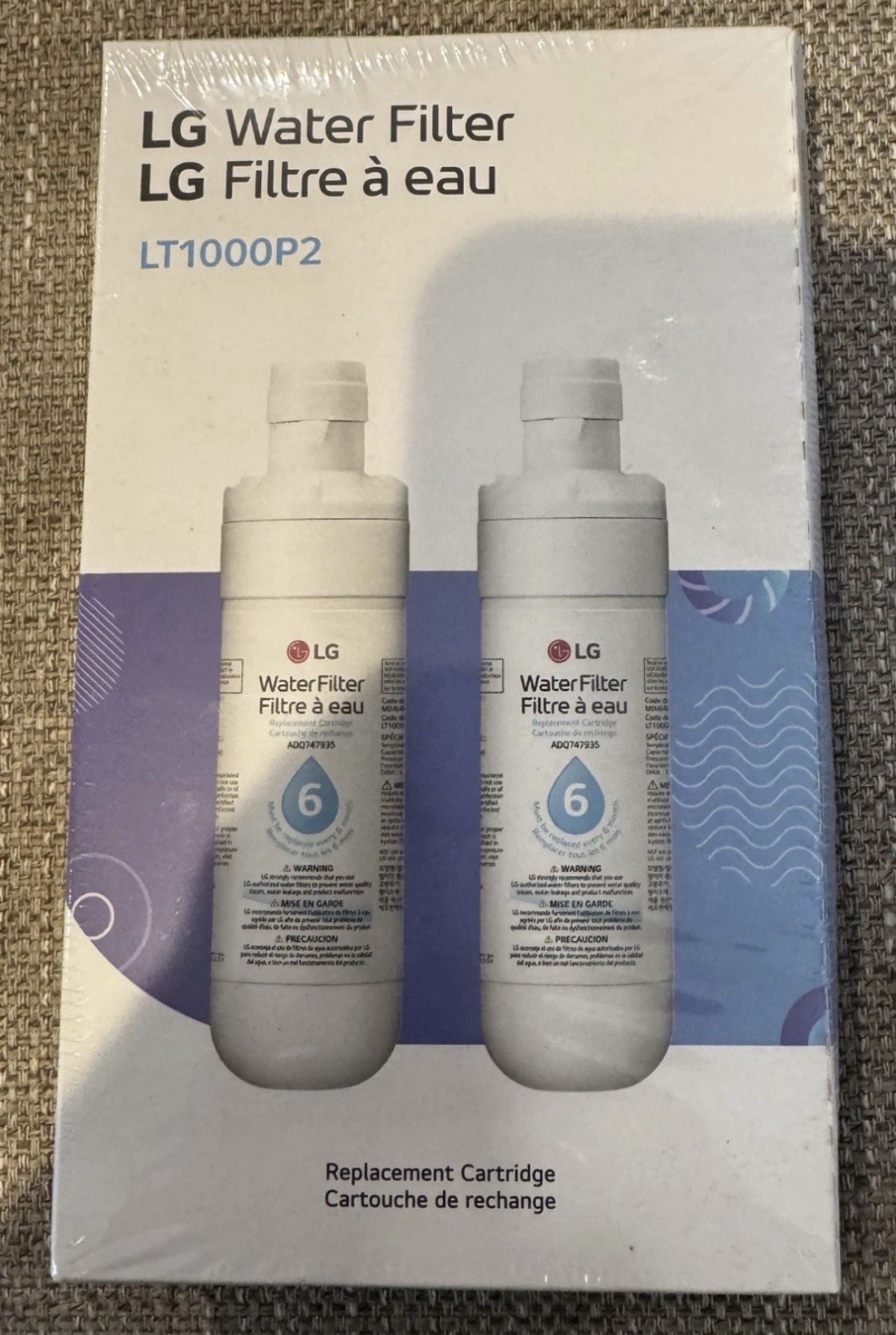 LG LT1000P2 Water Filter Replacement Cartridge 2 Pack OEM 412 NEW & SEALED