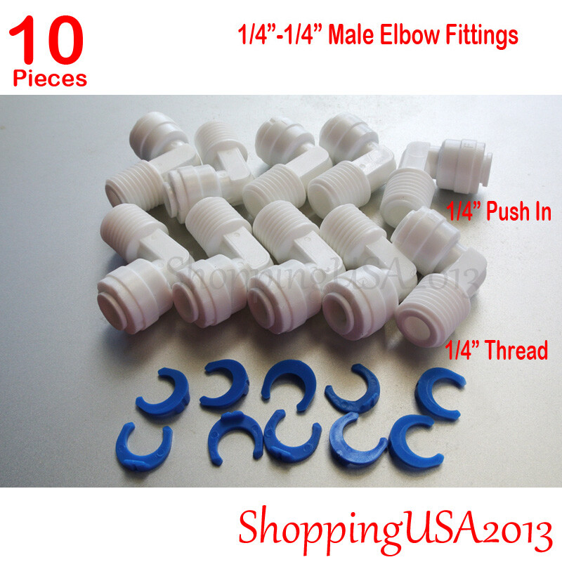 10 Pcs 1/4″-1/4″ Male Elbow Fitting Connector Connection Water Filters/RO system