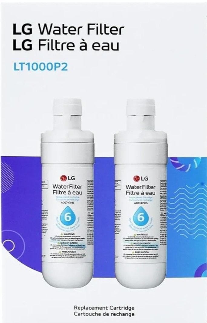 2 Pk Genuine LG LT1000P2 6-Month / 200 Gal Refrigerator Replacement Water Filter