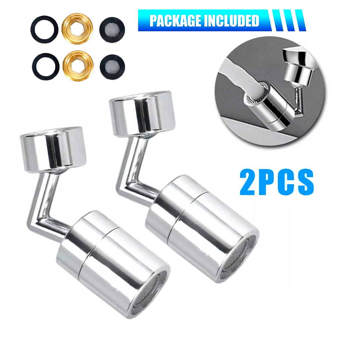 2 X 720º Splash Proof Shower Faucet Flexible Kitchen and Bathroom Nozzle Filter