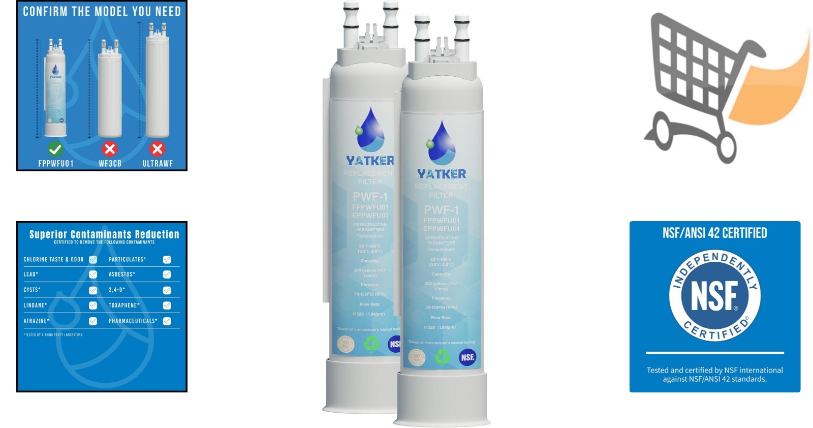 Water Filter Replacement for Frigidaire NSF Certified 2 Pack Carbon Fiber