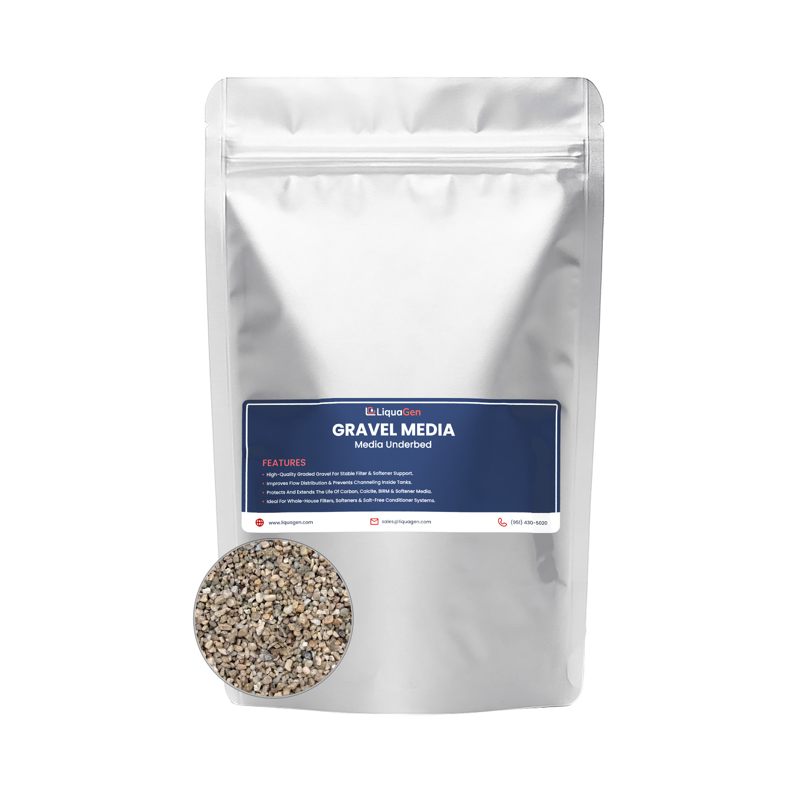 LiquaGen Filter Gravel Underbed Media 10 15 20 50 lb Water Softener Base