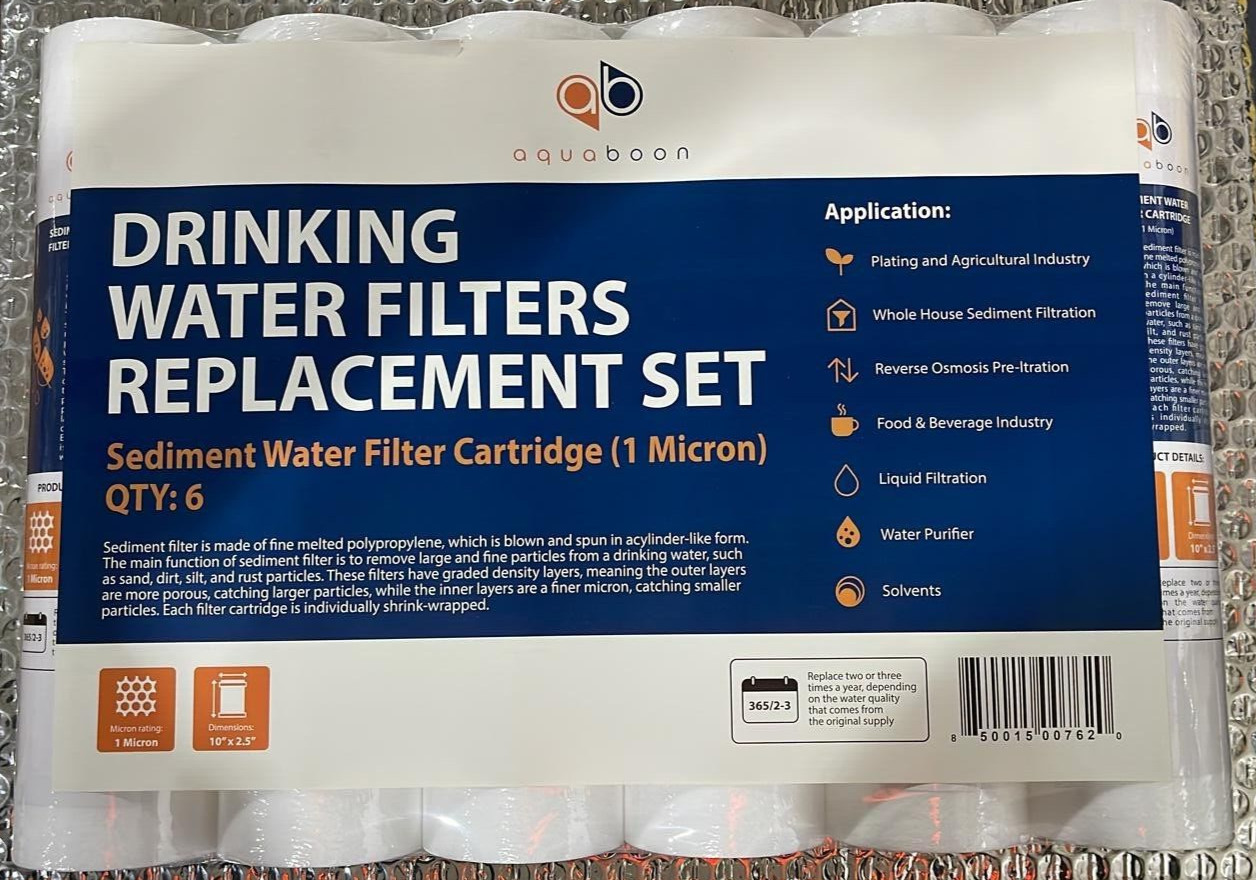 Aquaboon 6pk 1 Mic 10″ Sediment Water Filters for Any Standard RO Unit