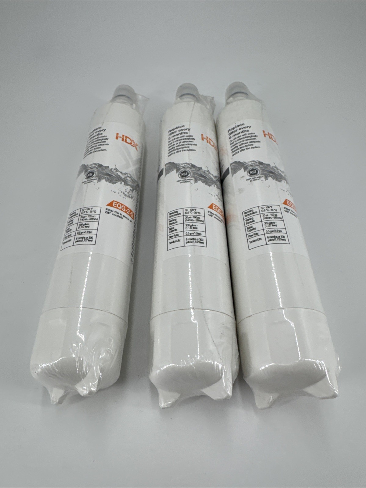 Lot of 3 HDX EQG-2-S Refrigerator Water Filter for GE Model RPWFE Fast Shipping.