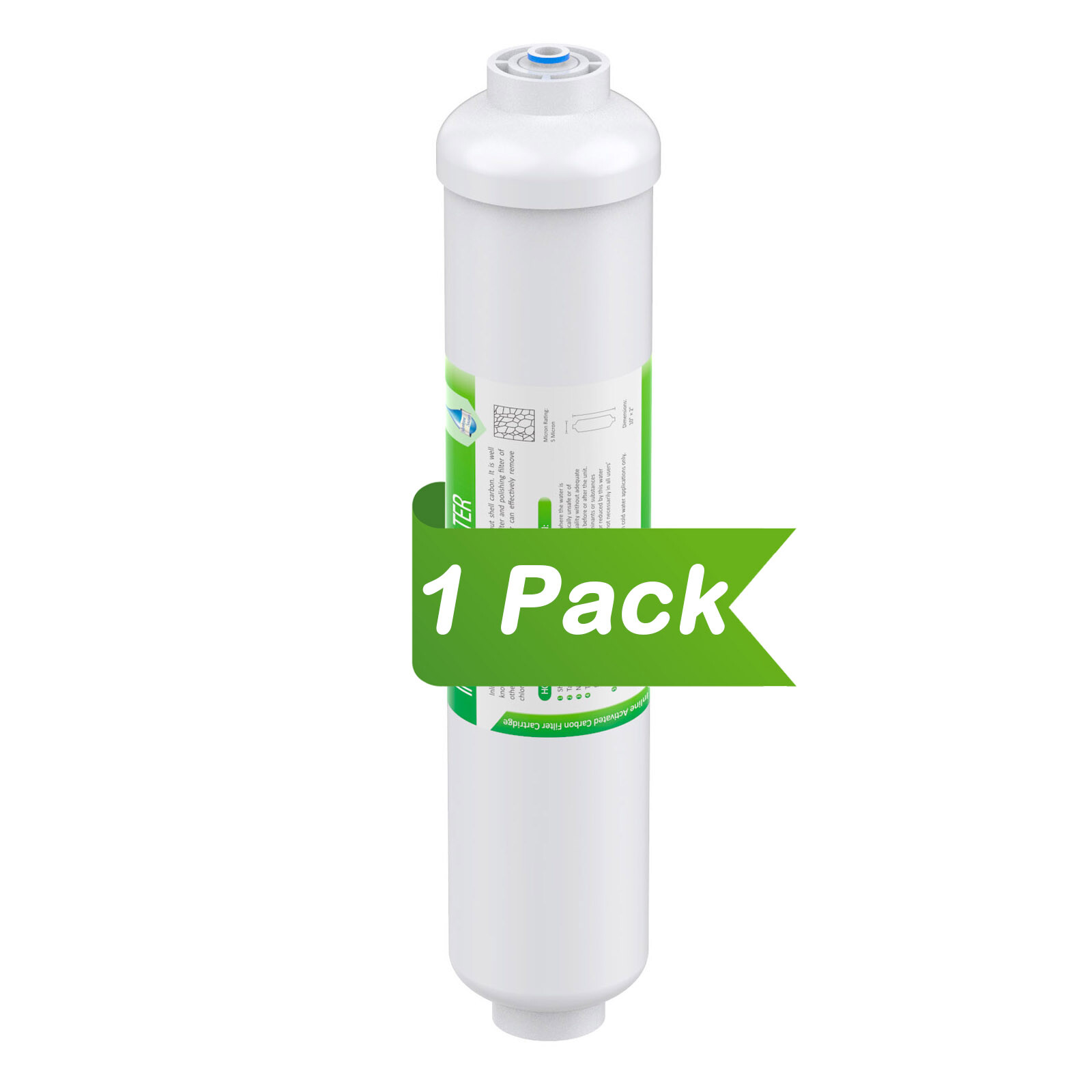 1 Pack Inline T33 Post Carbon Water Filter Fridge Cartridges 1/4″ Quick Connect