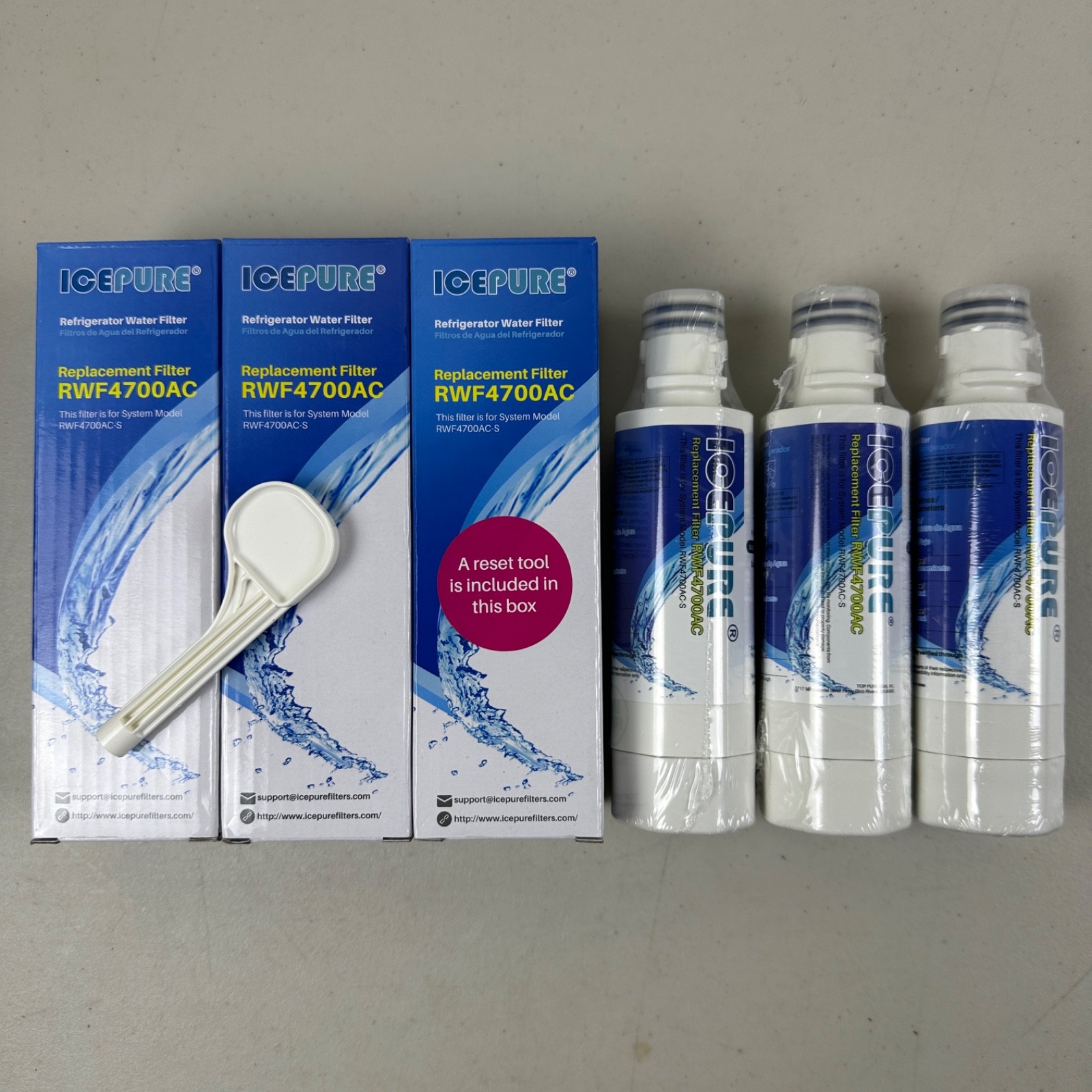 3 PACK ICEPURE ADQ747935 RWF4700AC Water Filter Replacement for LG LT1000P