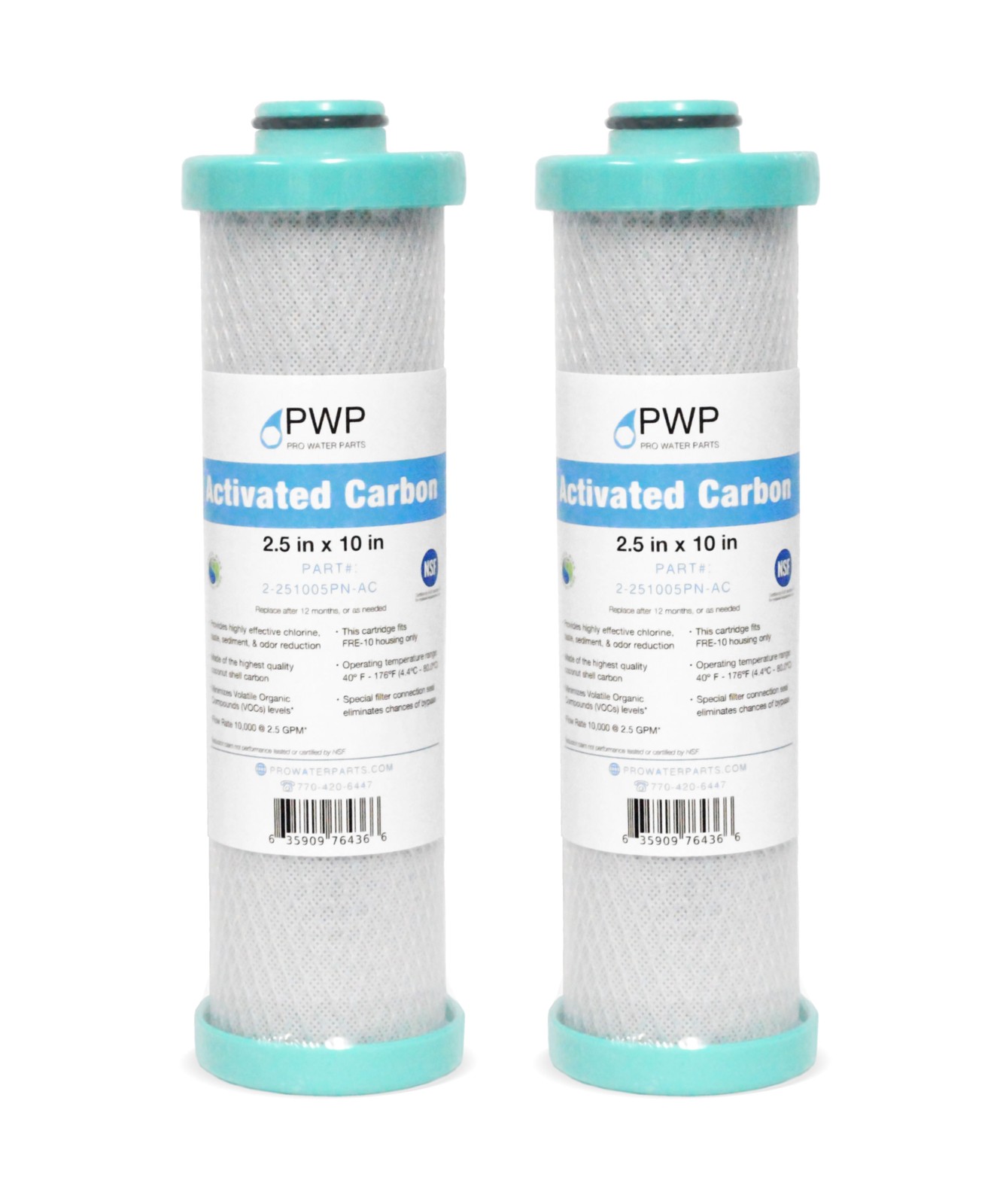 2 Pack 2.5 x 10″ RV Water Filter Replaces FRE-10-GN Activated Carbon Block
