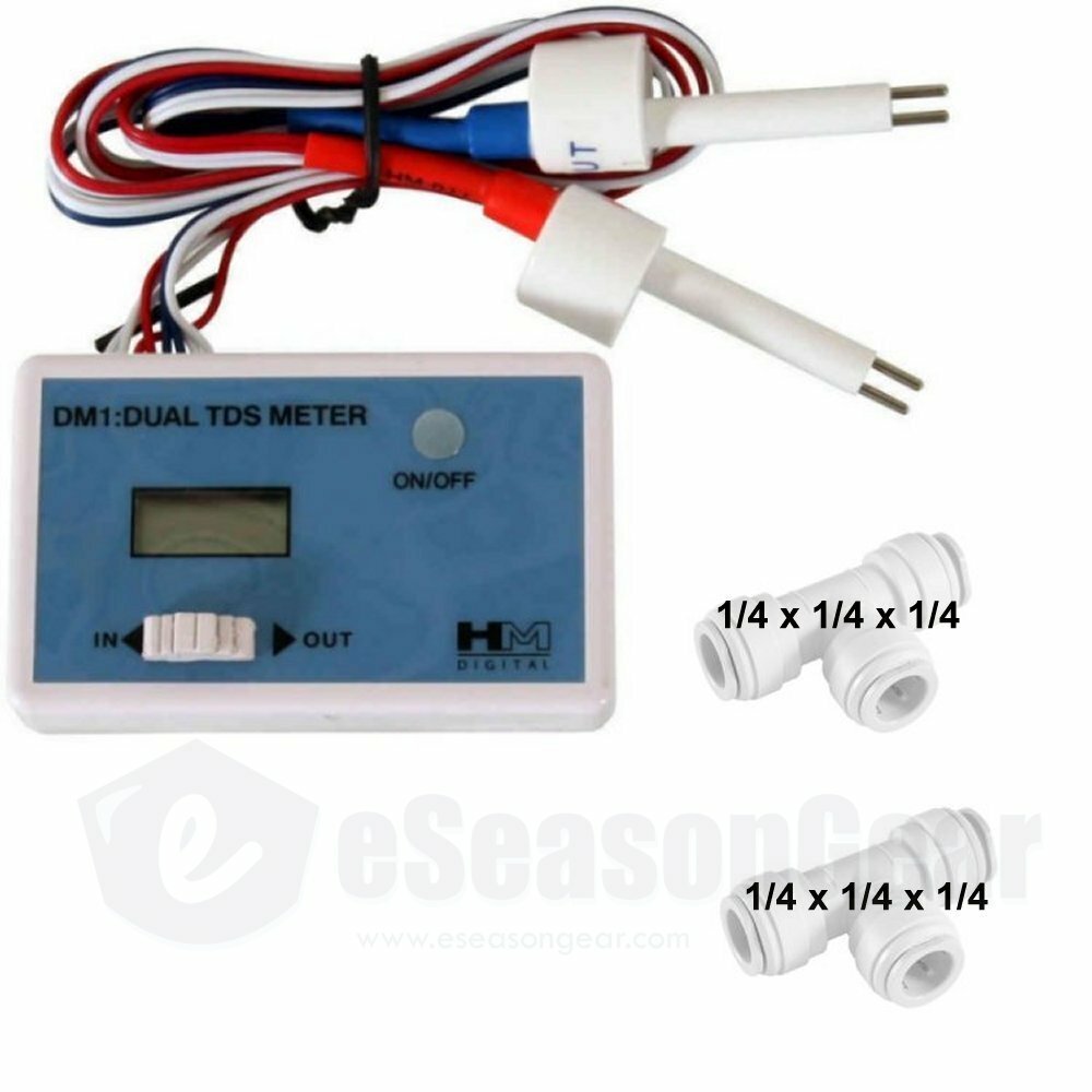 HM Digital DM-1 TDS Meter, Dual Channel Inline / Online TDS Monitor, 2x 1/4″ Tee