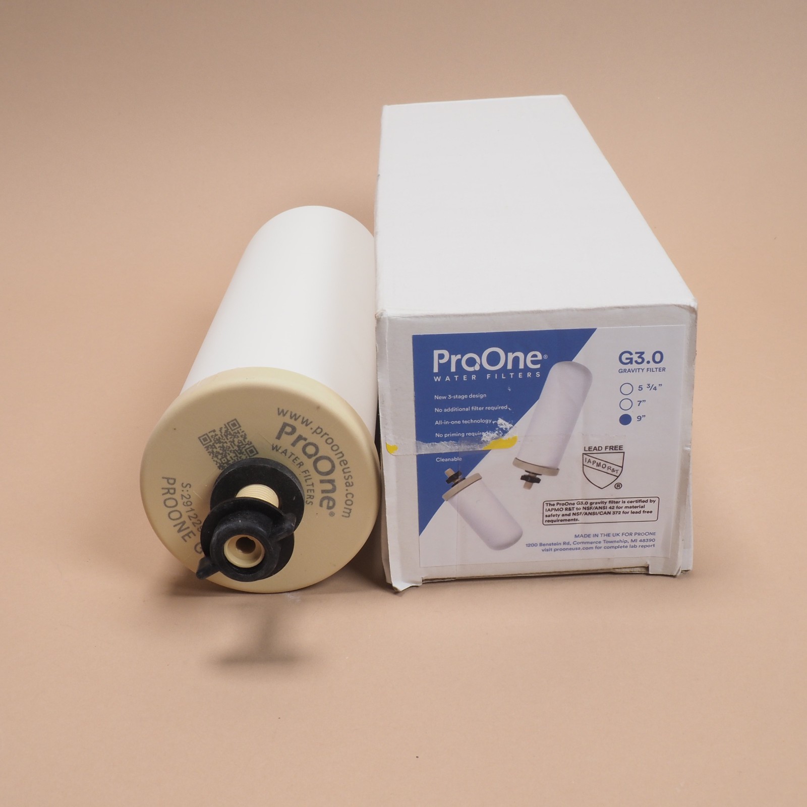 Lot of 2 ProOne G3.0 9″ Inch Ceramic Gravity Water Filter 3-Stage All-In-One