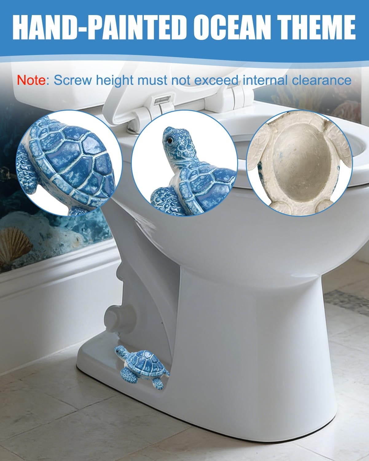 2 Sets Ceramic Blue White Turtle Toilet Bolt Covers, Toilet Screw Cover Caps …