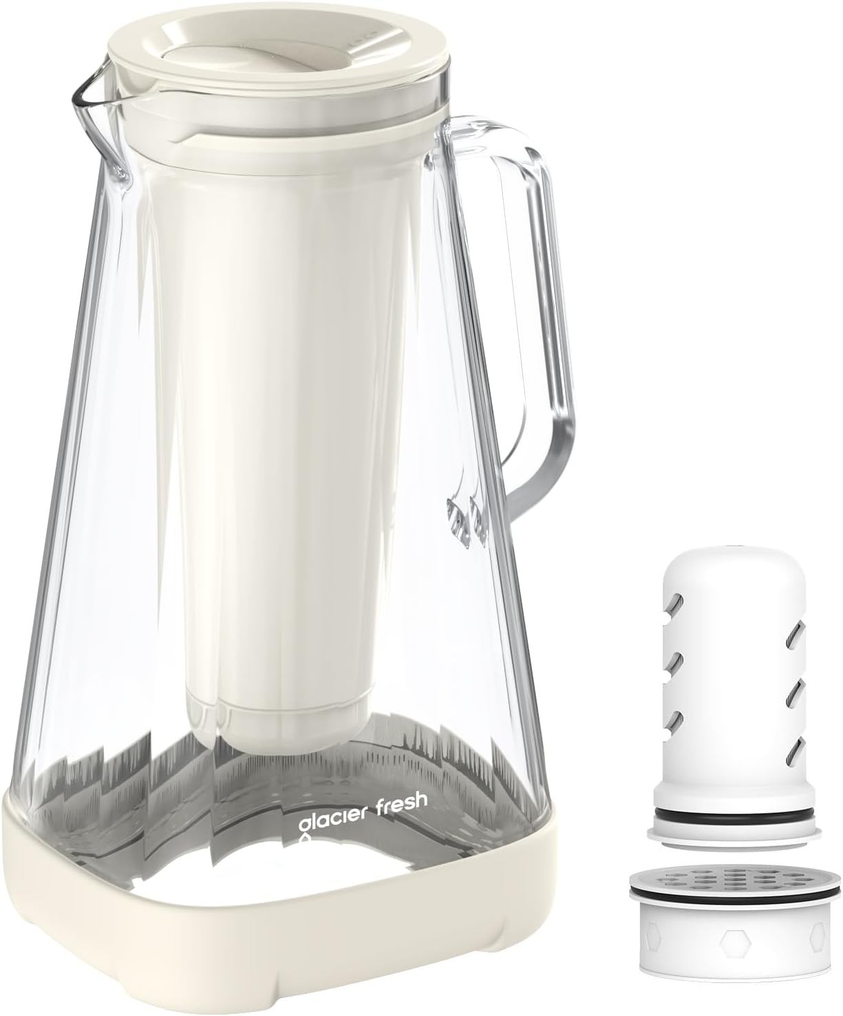 GLACIER FRESH 10 Cup Purela Glass Water Pitcher with 1 Ultrafiltration Activated