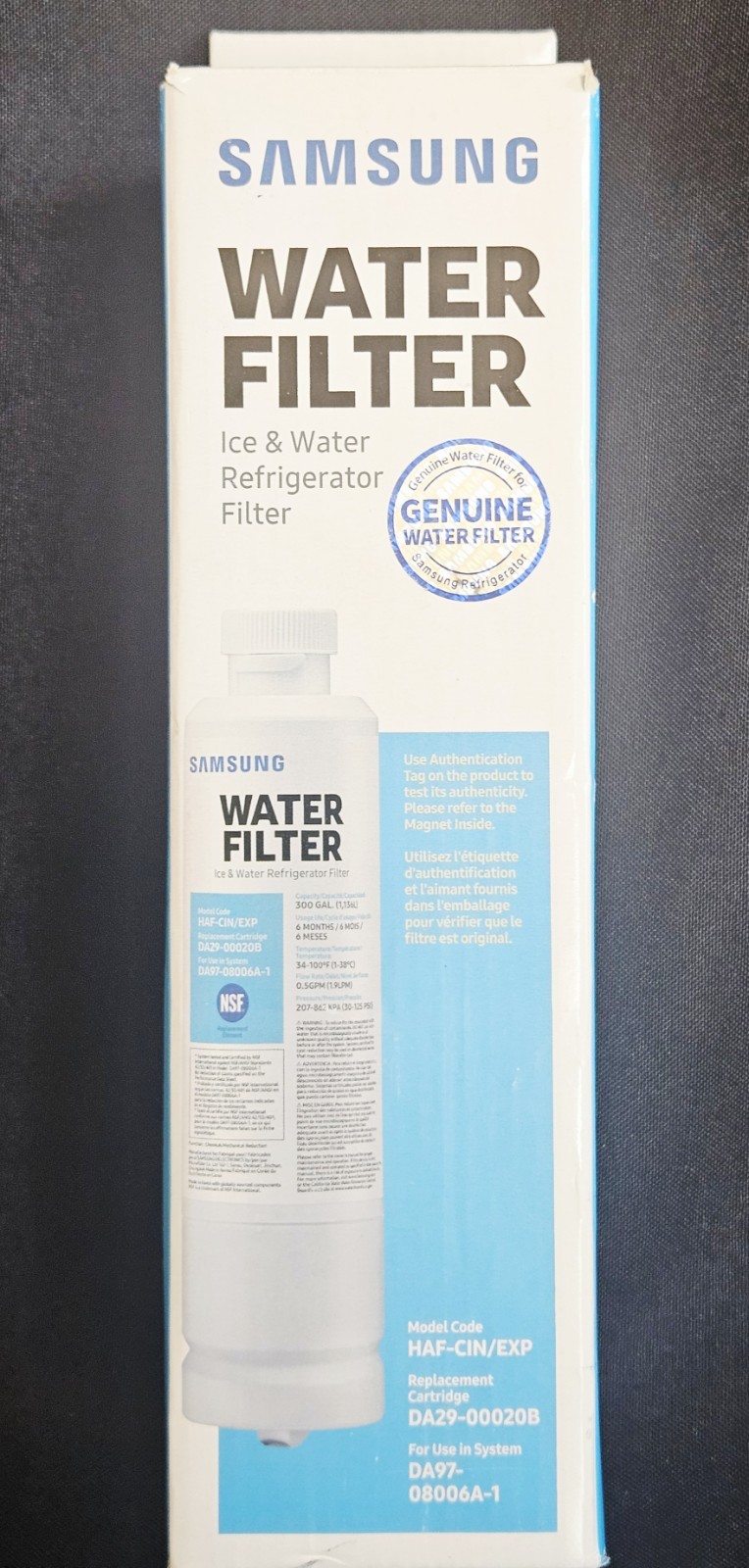 Samsung DA29-00020B HAF-CIN/EXP Refrigerator Water Filter Replacement Cartridge