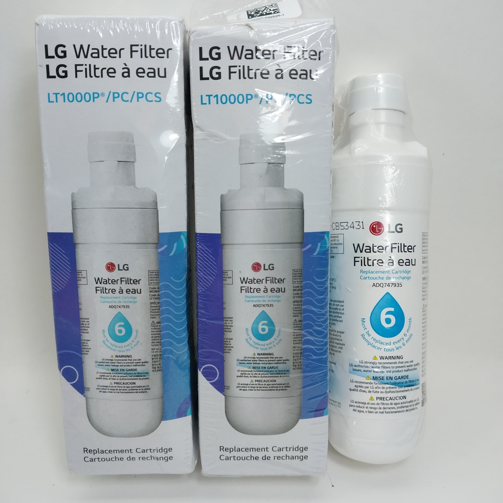3 Pack LG LT1000P Refresh Refrigerator Ice Water Filter ADQ747935 GF-D706BSL USA